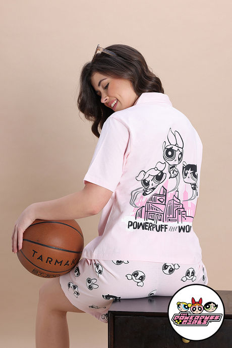 Zivame Power Puff Knit Cotton Lounge Short Set - Barely Pink — image 2